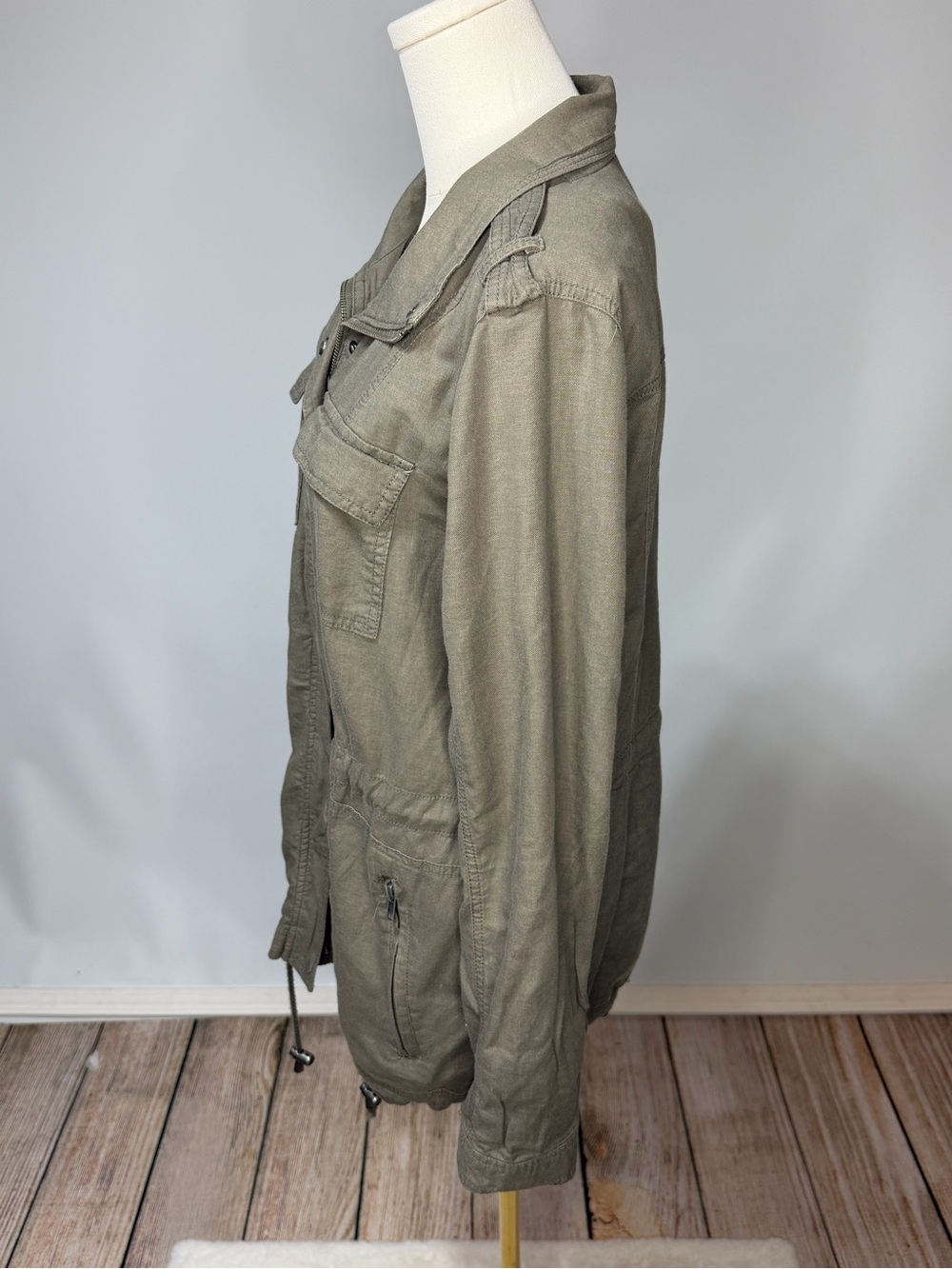 Ashley By 26 International Olive Green Utility Jacket with Drawstring - Picture 4 of 5